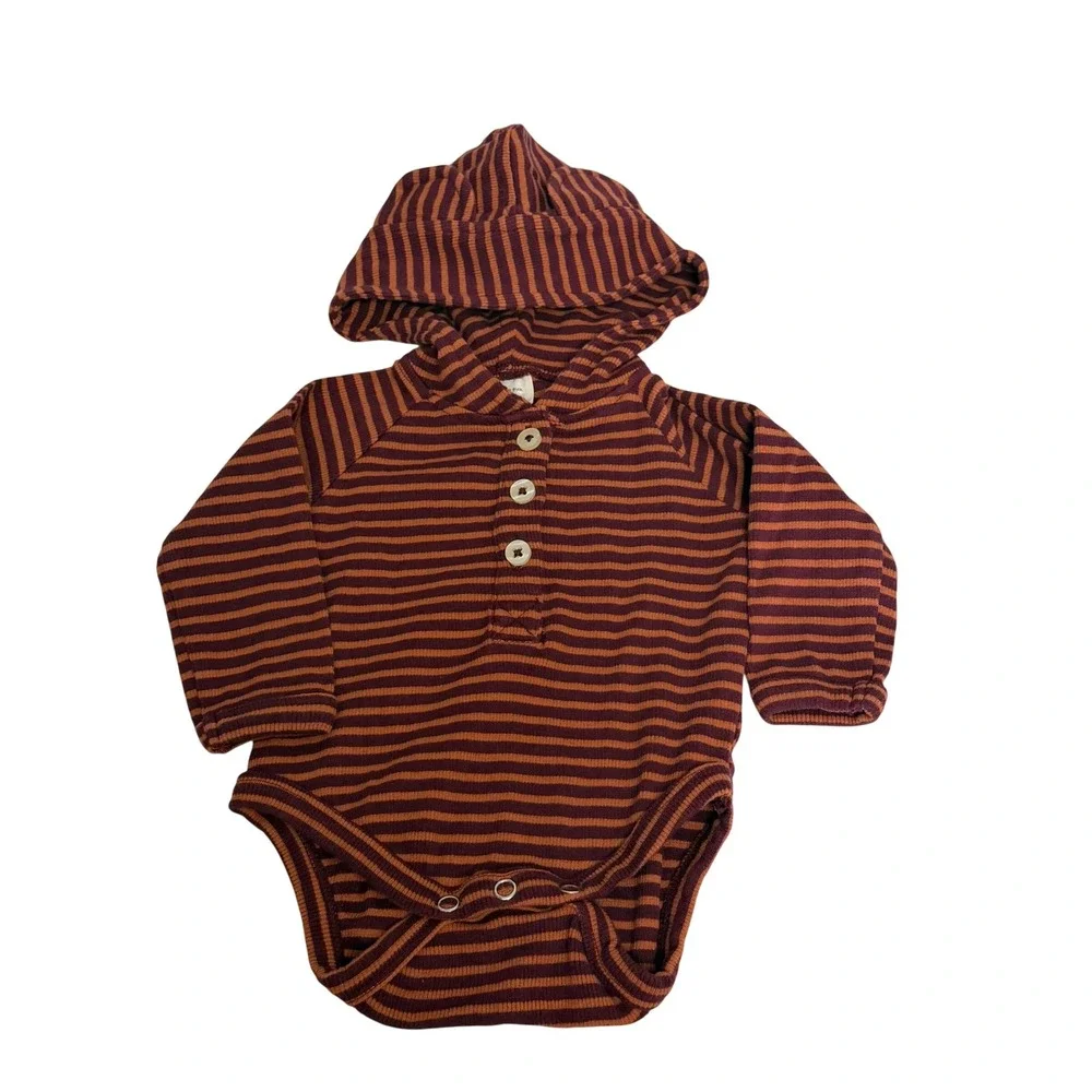 Kate Quinn Baby 0-3M Organic Cotton Ribbed Hooded Bear Ear Bodysuit Pants Set
